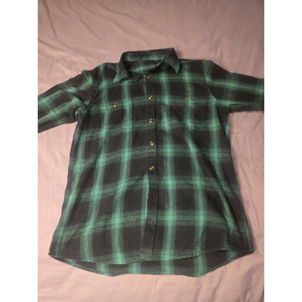 Design In Italy Shirt Mens Medium Purple Black Plaid Flannel Button Front Casual